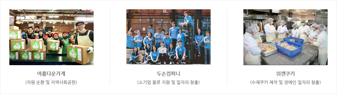 대표적 사회적기업으로 상세내용 하단 참고